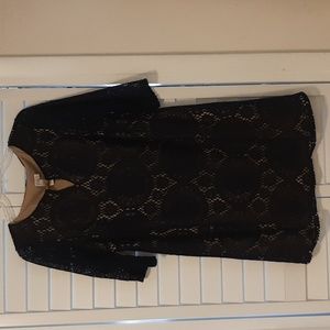 A Beautiful Navy blue and tan lace dress